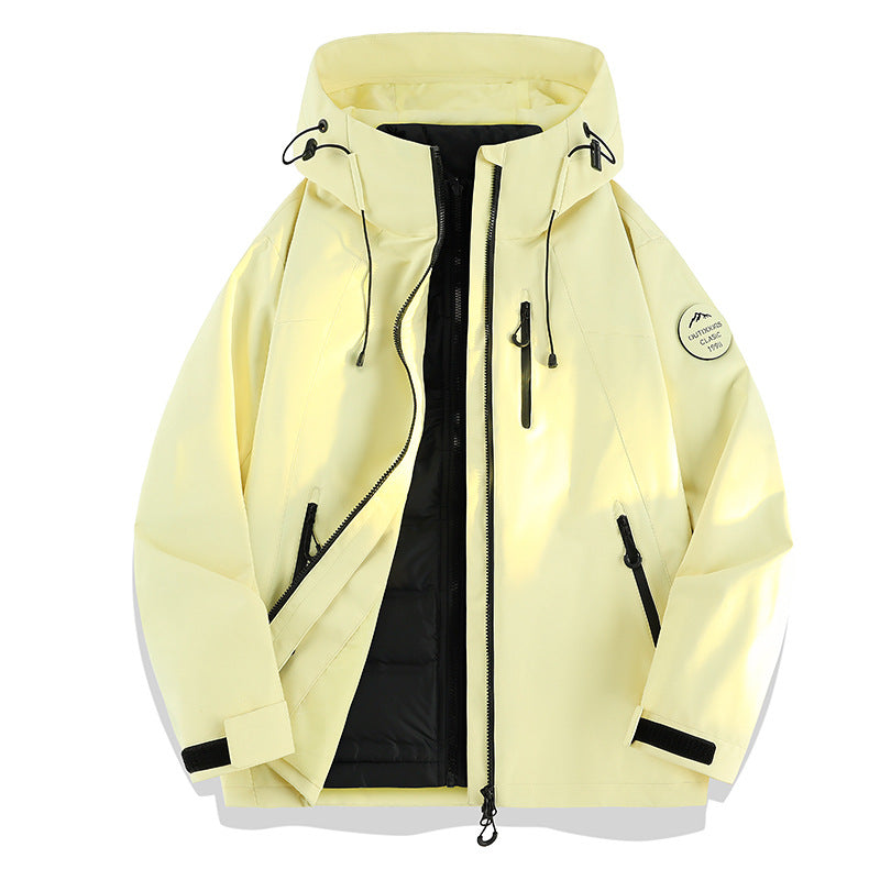 Damen Leichte wasserdichte Kapuzenjacke mit Teddy‑Charm und verdeckten Reißverschlusstaschen Nord Taschen