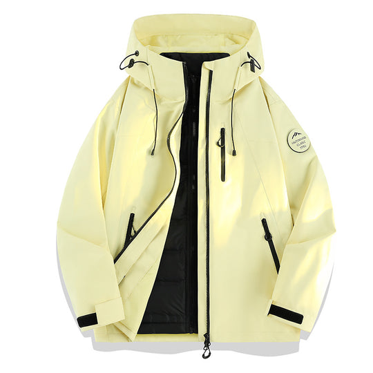 Damen Leichte wasserdichte Kapuzenjacke mit Teddy‑Charm und verdeckten Reißverschlusstaschen Nord Taschen