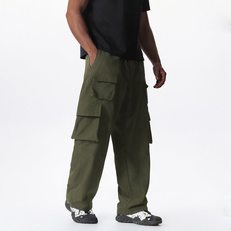 Herren Cargo-Hose mit vielseitigen Taschen und elastischem Bund Hedi-Mode
