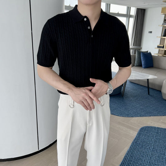 Herren Modisches Kurzarmstrickpoloshirt Nord Taschen