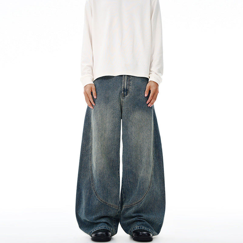 Damen Extraweite Denim-Palazzohose mit skulpturalen Rundnähten Nord Taschen