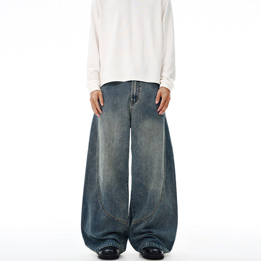 Damen Extraweite Denim-Palazzohose mit skulpturalen Rundnähten Nord Taschen