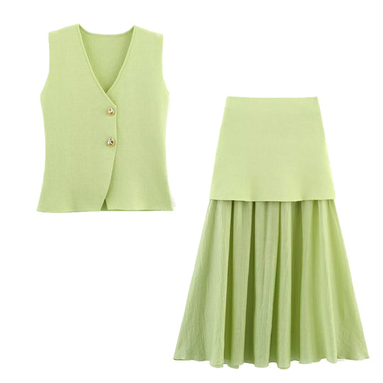 Damen Zweilagiger Chiffon-Maxirock mit glattem Hüftbesatz und A‑Linien‑Fall Nord Taschen