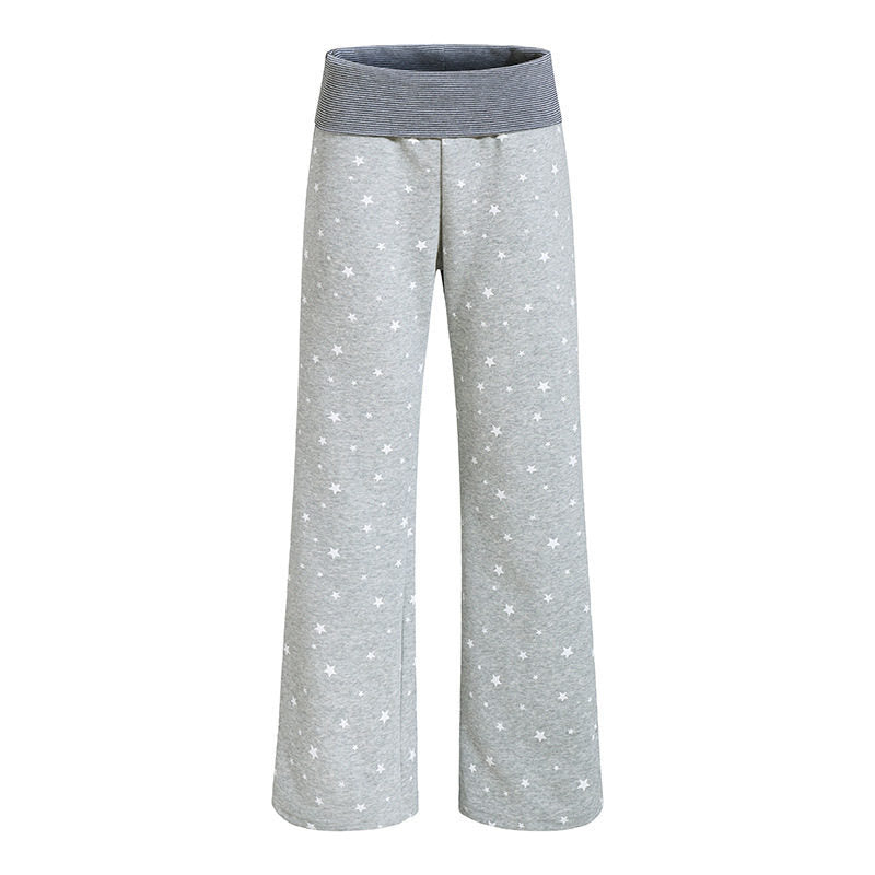 Damen Lounge-Hose mit weitem Bein, hohem Rippbund und Sternenprint Nord Taschen