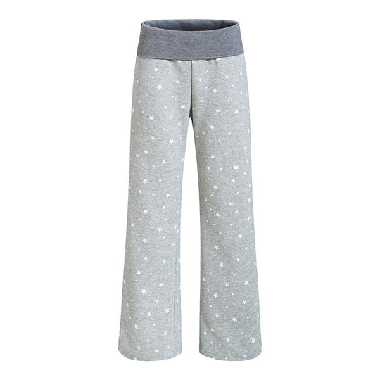 Damen Lounge-Hose mit weitem Bein, hohem Rippbund und Sternenprint Nord Taschen