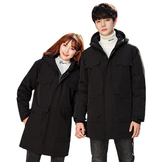 Unisex Gepolsterter langer Parka mit Kapuze Multifach-Taschen und winddichter Thermoisolierung Nord Taschen