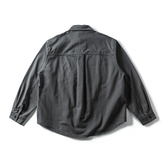 Unisex Oversize Hemdjacke aus Canvas-Baumwollmix mit Brusttasche und Zierstickerei Nord Taschen