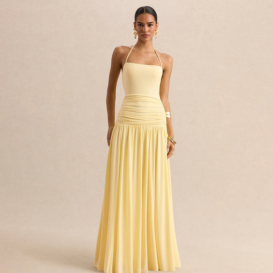 Damen Elegantes Maxikleid mit rüschiertem Oberteil und zarter Silhouette Nord Taschen