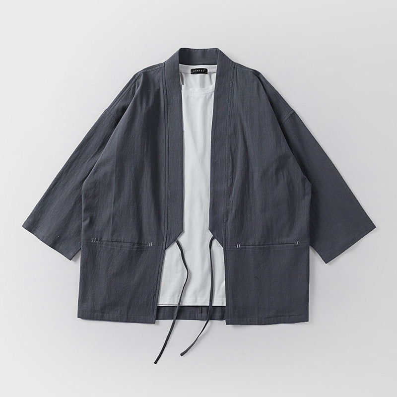 Unisex Kimono-Haori-Jacke mit Bindegürtel und dreiviertelärmeln Nord Taschen