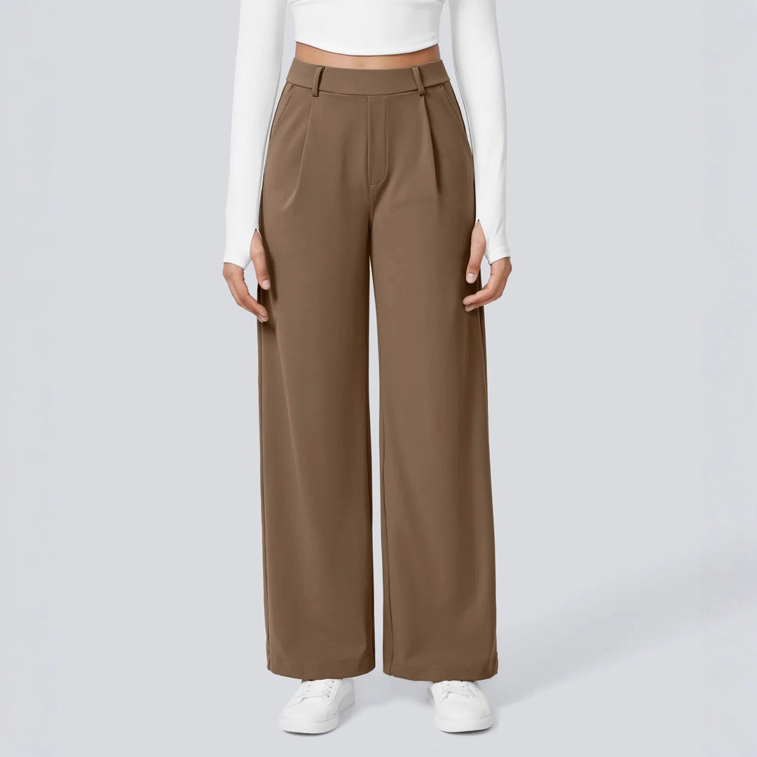 Damen Elegante High‑Waist Palazzo‑Hose mit vorderen Bundfalten und Eingrifftaschen Nord Taschen