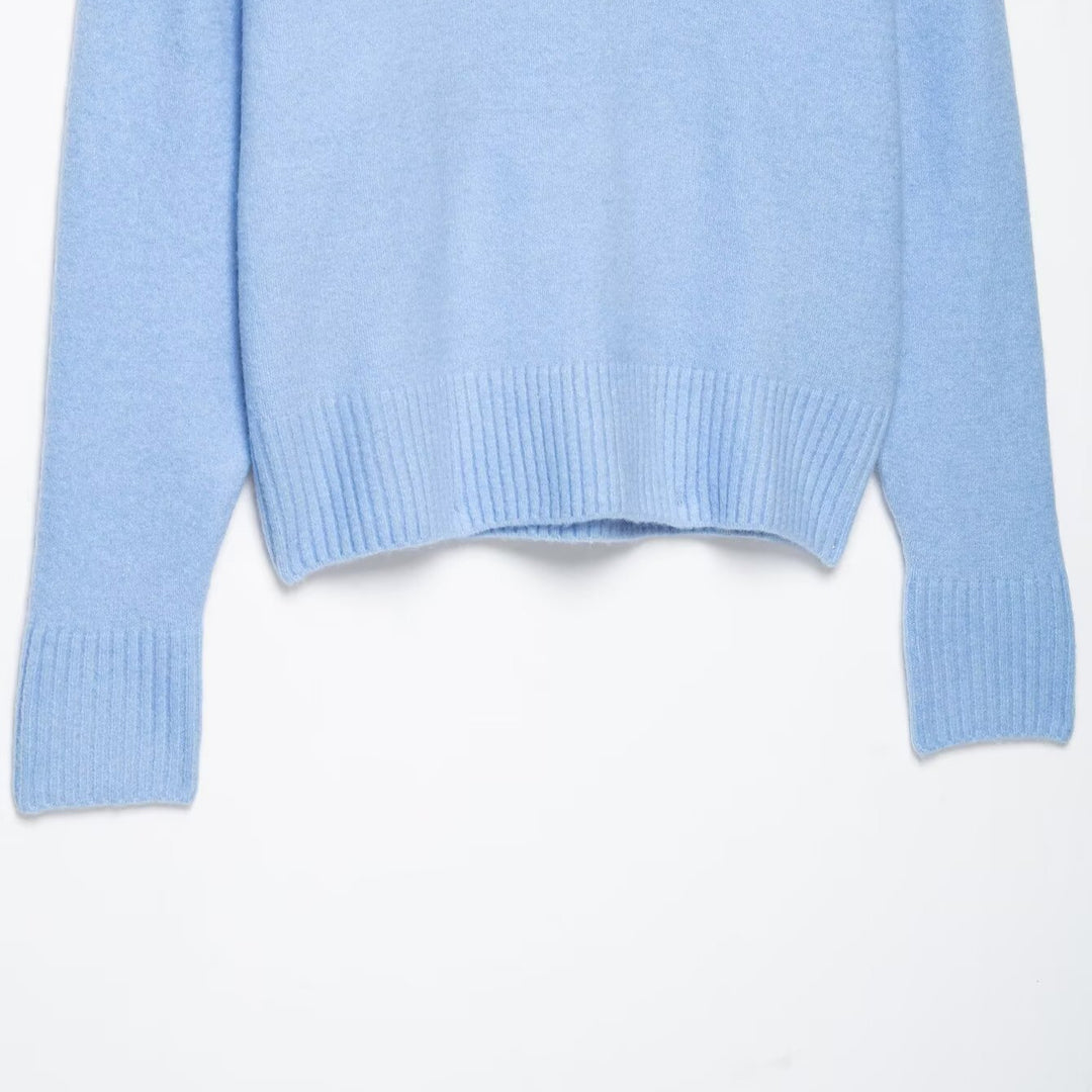 Damen Oversize V‑Ausschnitt Feinstrickpullover mit breitem Rippenbund Nord Taschen