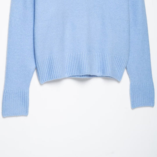 Damen Oversize V‑Ausschnitt Feinstrickpullover mit breitem Rippenbund Nord Taschen