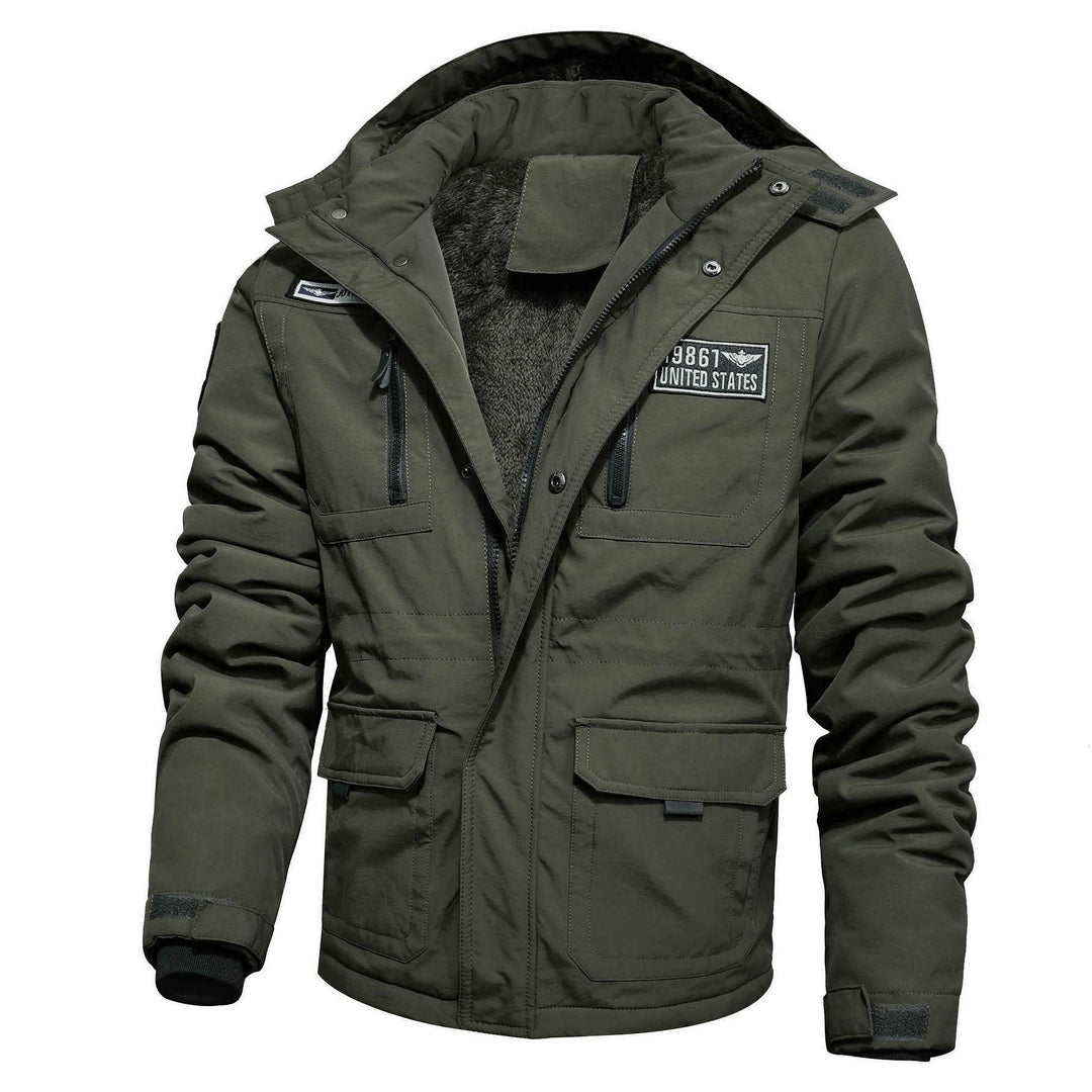 Herren Thermo-Fieldjacke mit Teddyfleece-Innenfutter, Utility-Taschen und winddichter Front Nord Taschen