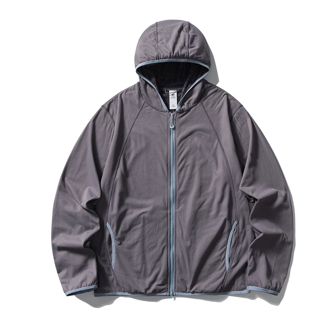 Unisex Leichte Kapuzen‑Fleecejacke mit Raglanärmeln und kontrastierter Kantenverarbeitung Nord Taschen