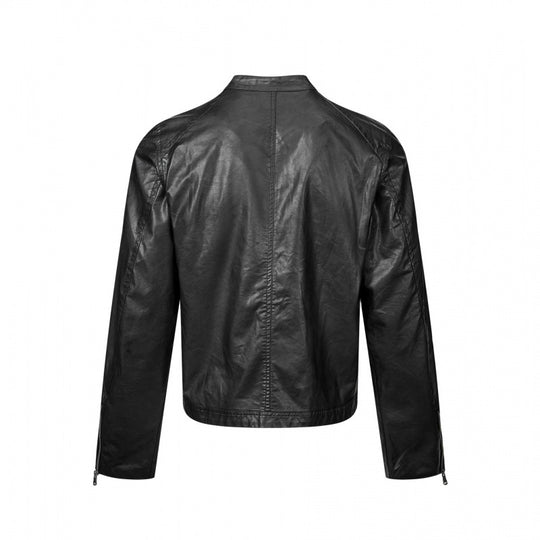 Herren Lederjacke im Bikerstil mit Stehkragen und diagonalen Reißverschlusstaschen Nord Taschen