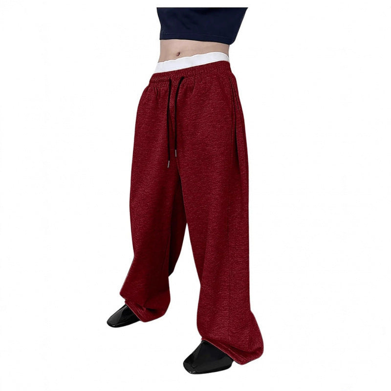 Damen weite Oversize Jogginghose mit tiefem Schritt, elastischem Bund und Kordelzug Nord Taschen