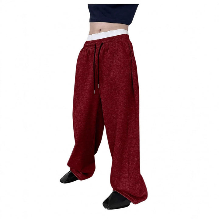 Damen weite Oversize Jogginghose mit tiefem Schritt, elastischem Bund und Kordelzug Nord Taschen