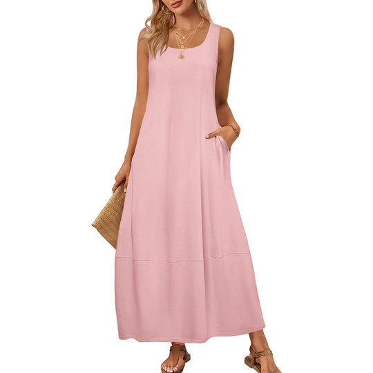 Damen Maxikleid im entspannten Schnitt mit praktischen Taschen