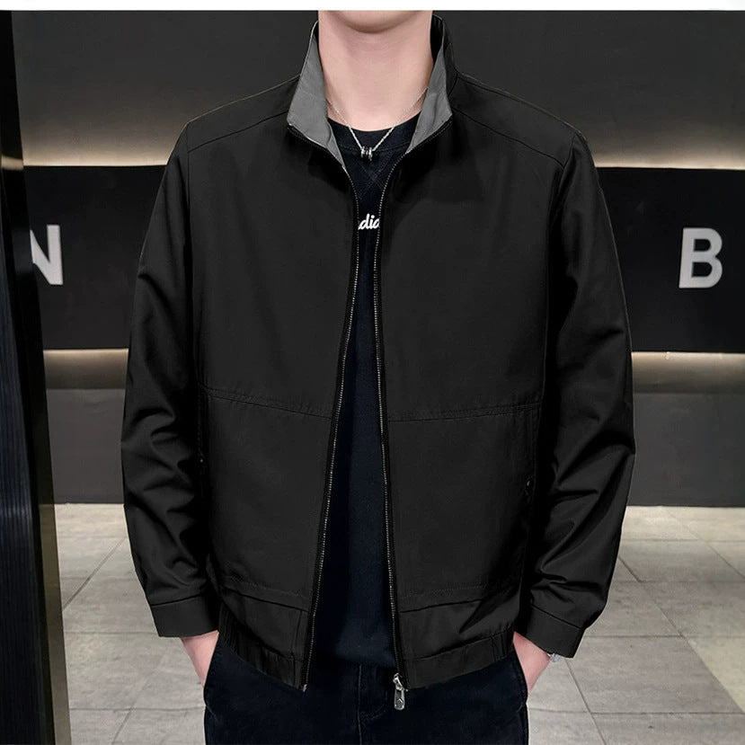 Herren Minimalistische City-Zipjacke aus Mikrofaser mit Stehkragen, verdeckten Taschen und elastischem Saum Nord Taschen