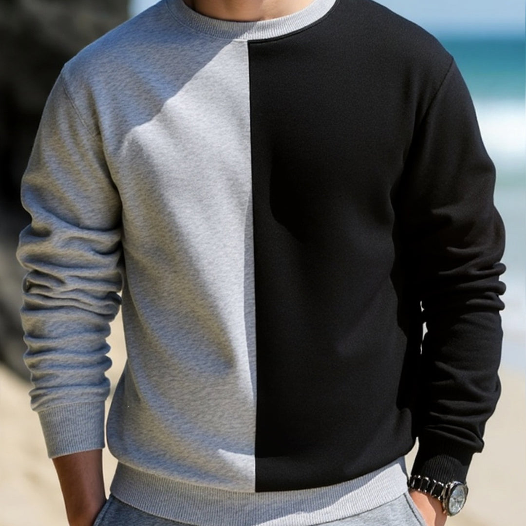 Herren Sweatshirt mit zweifarbiger Blockoptik, Rundhals & weichem Baumwoll‑Mix Nord Taschen