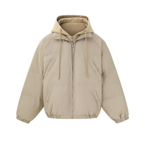 Unisex Kurze Boxy‑Wattierte Kapuzenjacke mit Fleecefutter und elastischem Saum Nord Taschen