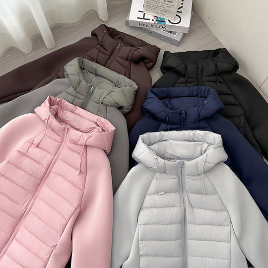 Damen nan gesteppte Hybridjacke mit Kapuze, Softshell-Ärmeln und leichter Thermoisolierung Nord Taschen