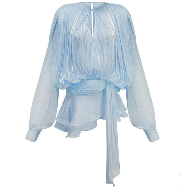 Damen Chiffon Minikleid mit eleganten Rüschendetails und verführerischem Wickeldesign Nord Taschen