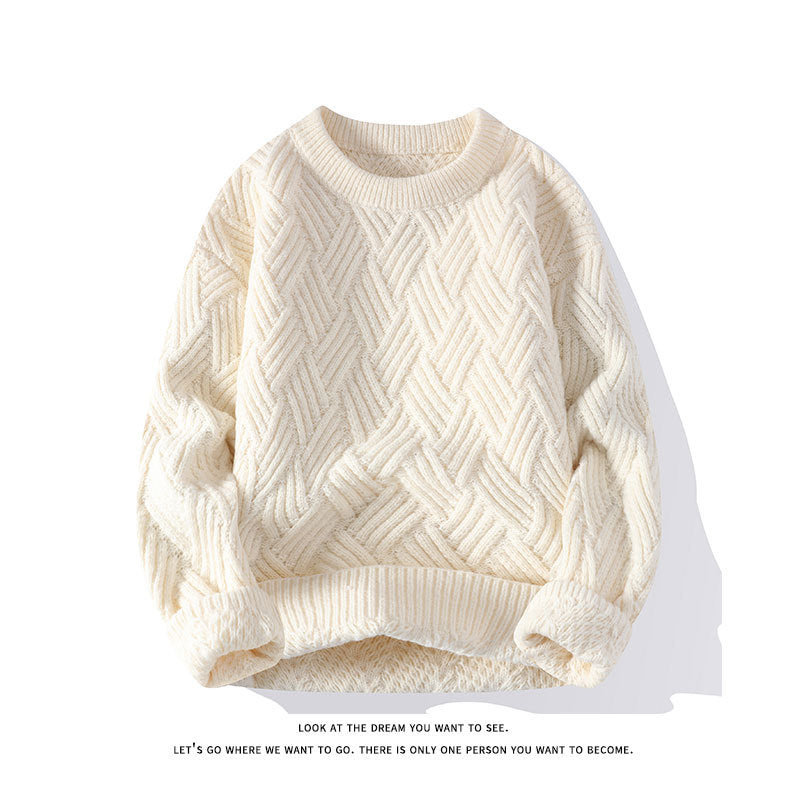 Damen grobgestrickter Oversize-Pullover mit Zopfmuster und elastischem Rippbund Nord Taschen
