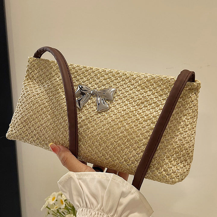 Damen Handtasche mit modischem Strukturdesign und dekorativem Schleifenakzent Nord Taschen