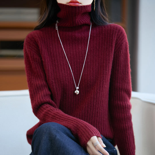 Damen Schlanker Feinstrick-Rollkragenpullover mit feiner Rippenstruktur und kaschmirähnlicher Haptik Nord Taschen