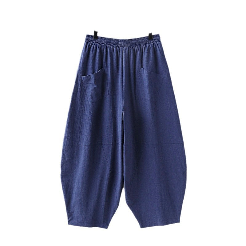 Damen Leichte Haremshose mit weitem Bein und elastischem Bund Nord Taschen