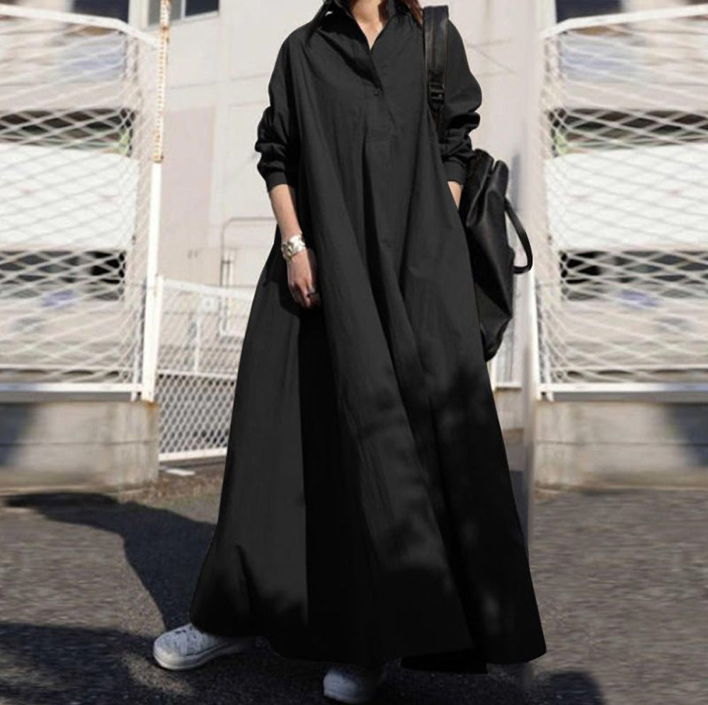 Damen Oversize-Hemdblusenkleid in A-Linie mit Hemdkragen Nord Taschen