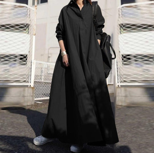 Damen Oversize-Hemdblusenkleid in A-Linie mit Hemdkragen Nord Taschen