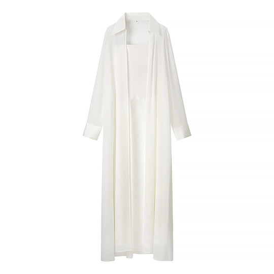 Damen Langer Chiffon-Überwurfmantel mit integriertem Cami-Kleid Nord Taschen