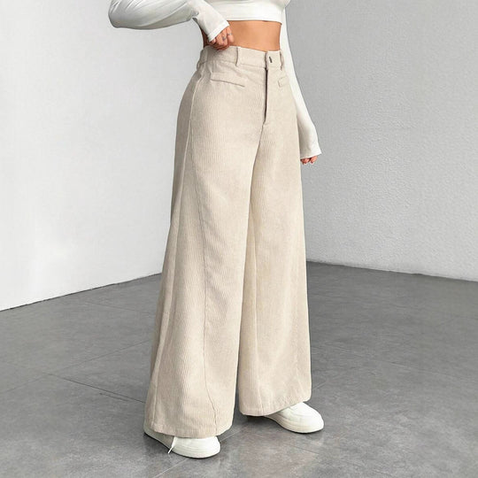 Damen Elegant und hoch taillierte Plisseehose Nord Taschen
