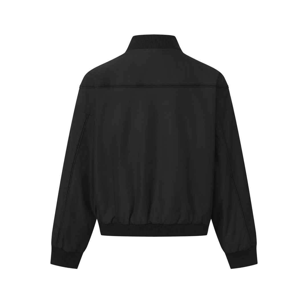 Unisex Kurz geschnittener Boxy‑Blouson mit hohem Rippkragen, verdeckter Knopfleiste und Elastikbund Nord Taschen