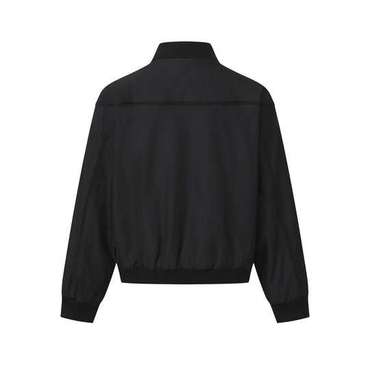Unisex Kurz geschnittener Boxy‑Blouson mit hohem Rippkragen, verdeckter Knopfleiste und Elastikbund Nord Taschen