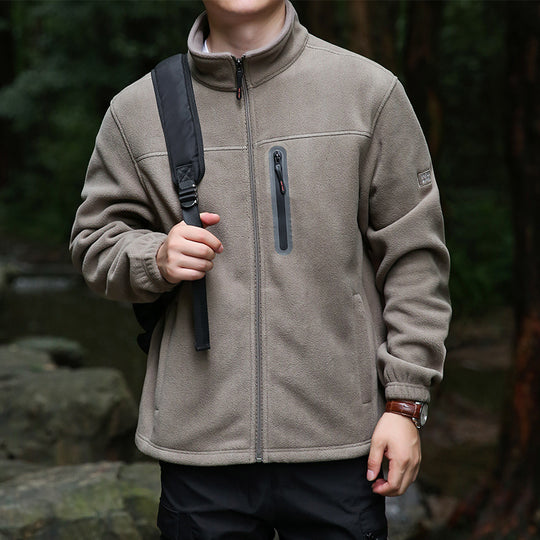 Herren Fleece-Outdoorjacke mit durchgehendem Reißverschluss, hohem Kragen und wasserabweisender Reißverschlusstasche Nord Taschen