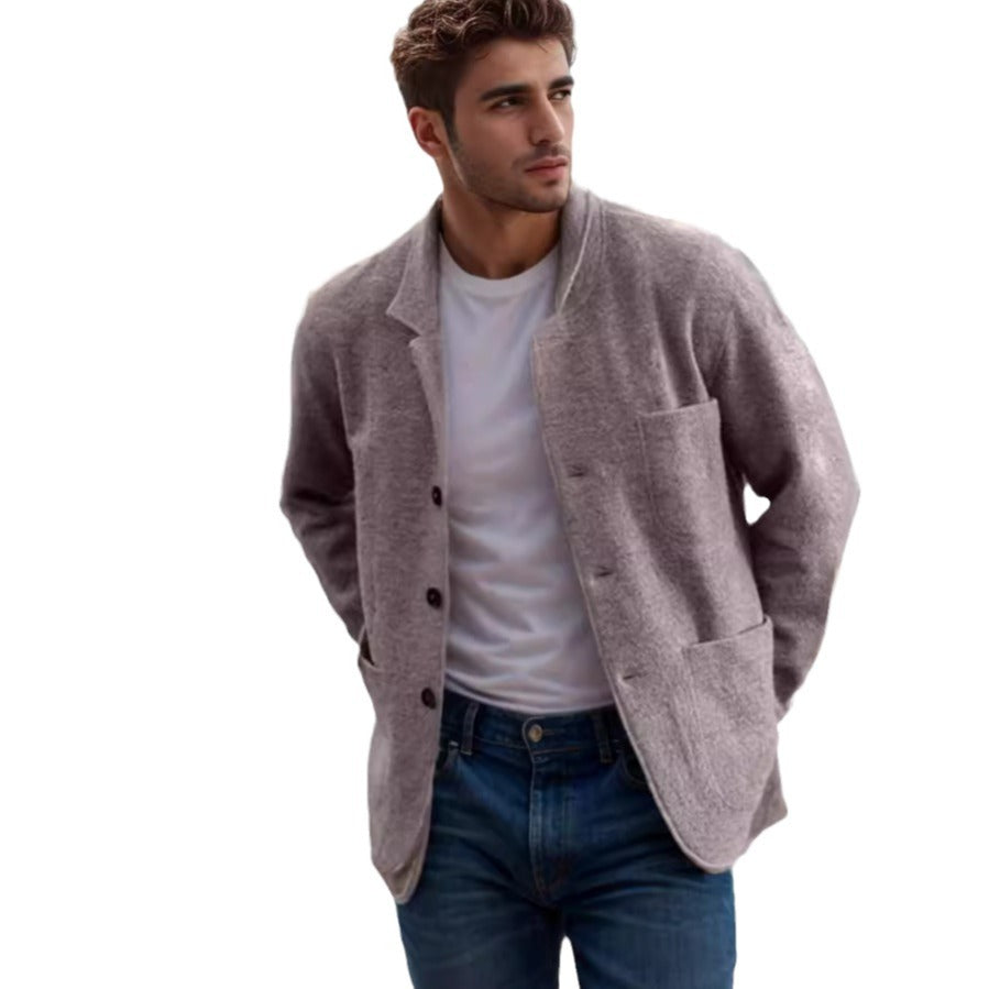 Herren Sakkoartige Strickjacke mit Hemdkragen und aufgesetzten Taschen Nord Taschen