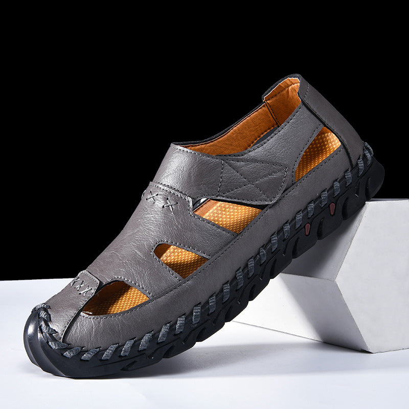 Herren Bequeme Leder-Sandalen mit luftiger Belüftung