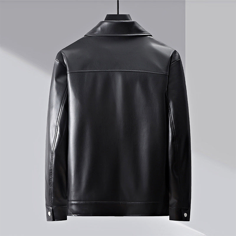 Herren minimalistische Lederimitatjacke mit durchgehendem Reißverschluss und aufgesetzten Brusttaschen Nord Taschen