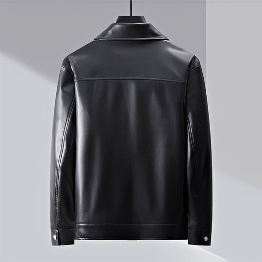 Herren minimalistische Lederimitatjacke mit durchgehendem Reißverschluss und aufgesetzten Brusttaschen Nord Taschen