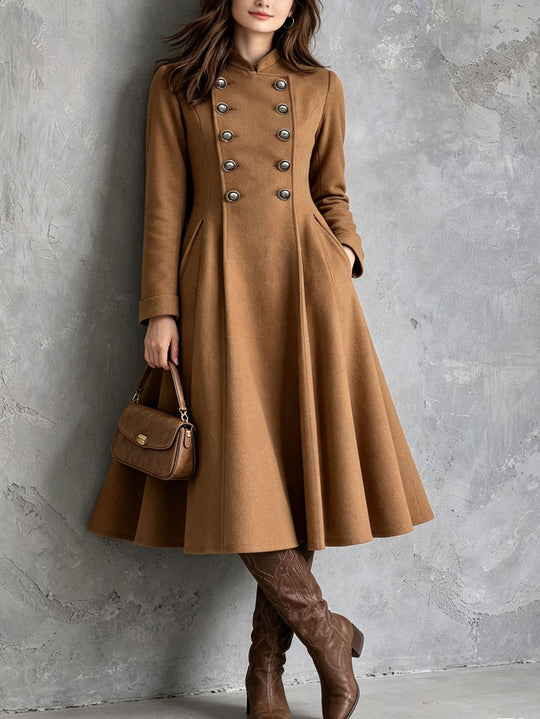 Damen tailliertes Mantelkleid mit doppelreihiger Knopfleiste und ausgestelltem Rock Nord Taschen