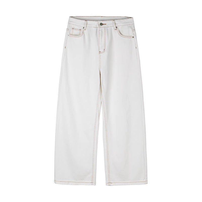 Damen Weite High-Waist Culotte-Jeans mit sichtbaren Kontrastnähten Nord Taschen