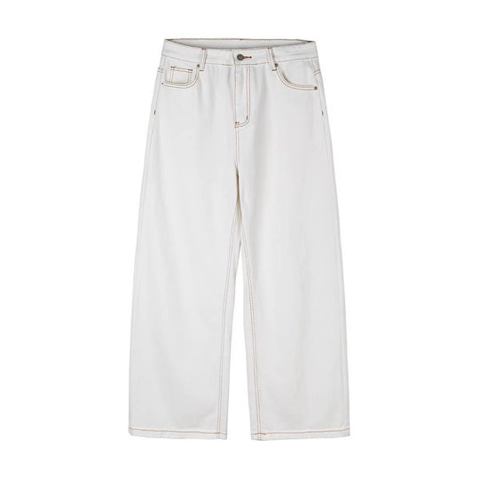 Damen Weite High-Waist Culotte-Jeans mit sichtbaren Kontrastnähten Nord Taschen