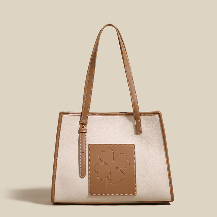 Damen elegante Tote-Tasche mit strukturiertem Leder und verspieltem Kleeblatt-Akzent Nord Taschen