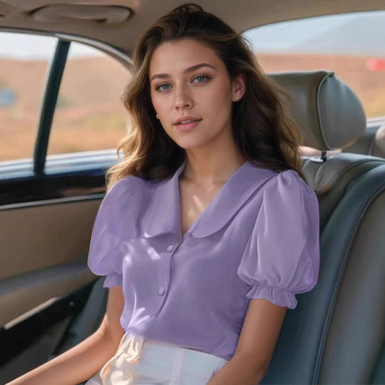 Damen Verspielt geschnittene Bluse mit Puffärmeln und Knopfdetails