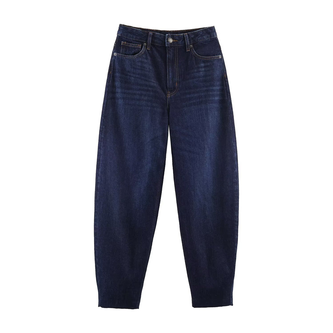 Damen High-Waist Balloon-Jeans mit weitem Oberschenkel und zulaufendem Saum Nord Taschen