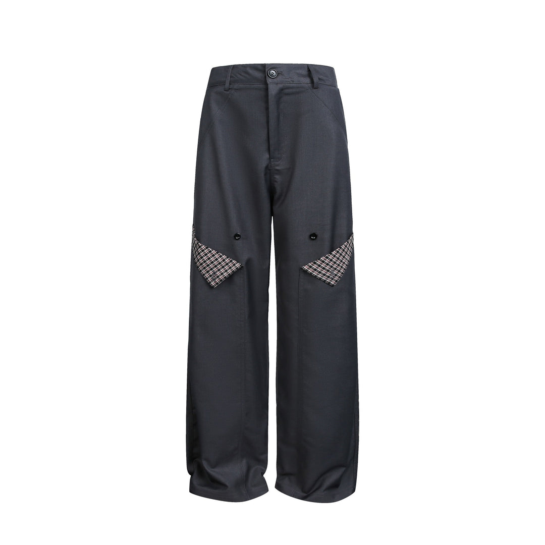 Damen Hochgeschnittene weite Cargohose mit Karomuster‑Pattentaschen Nord Taschen