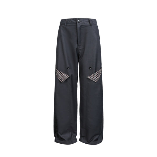 Damen Hochgeschnittene weite Cargohose mit Karomuster‑Pattentaschen Nord Taschen